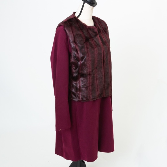 Faux fur collarless longer length jacket coat Iman XL - Picture 5 of 16